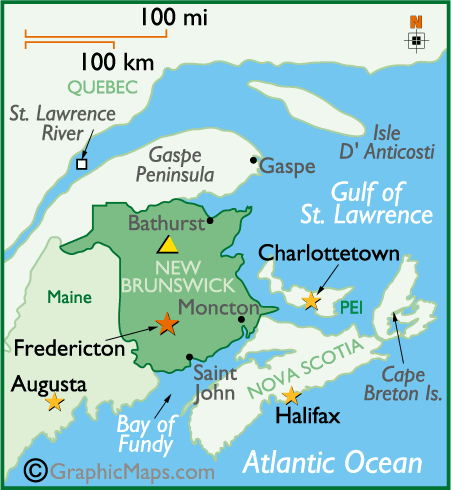 Map of New Brunswick Province