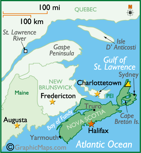 Map of Nova Scotia Province