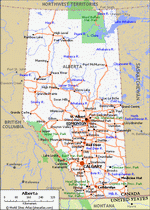 Map of roads of Alberta
