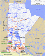 Map of roads of Manitoba