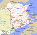 Map of roads of New Brunswick