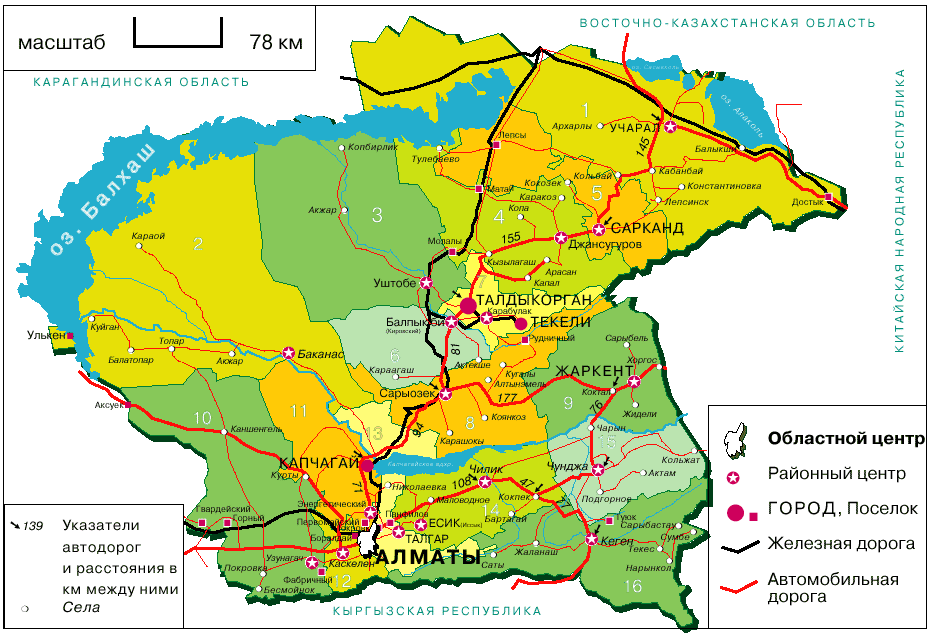 Map of Almaty Oblast