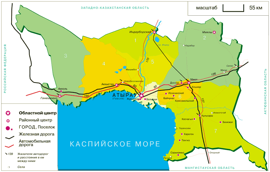 Map of Atyrau Oblast