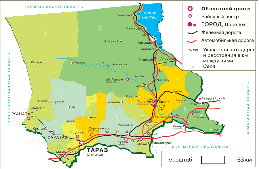 Map of Zhambyl Oblast