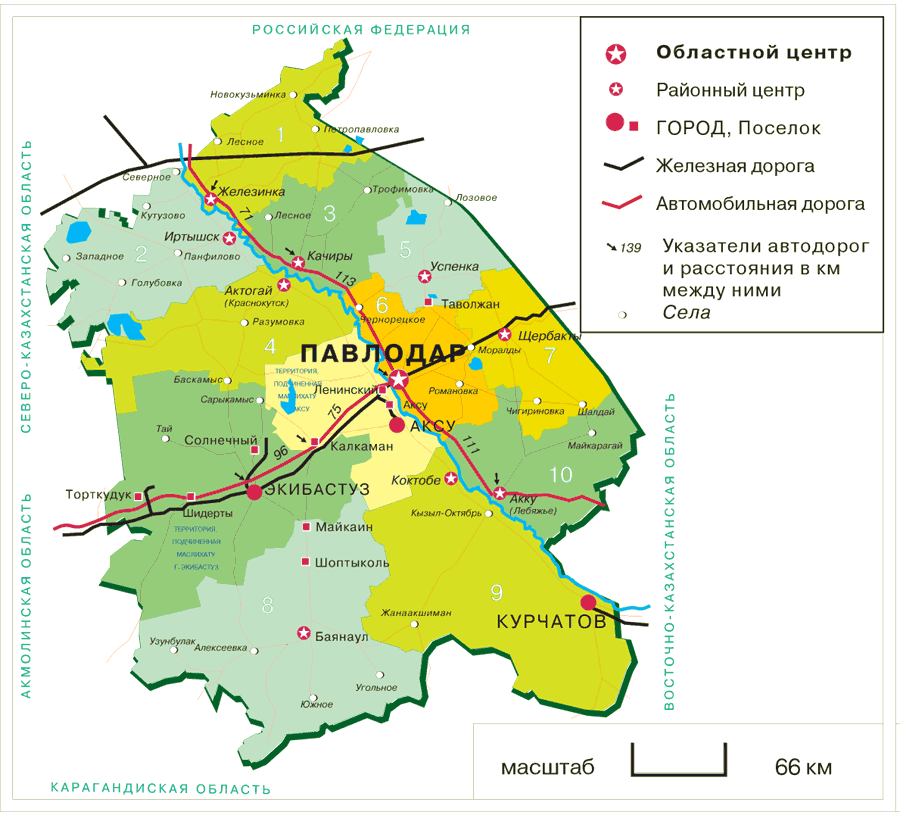 Map of Pavlodar Oblast