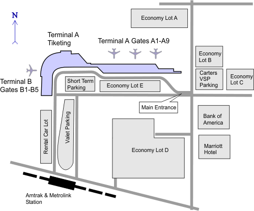 Parking scheme of Burbank Bob Hope Airport 