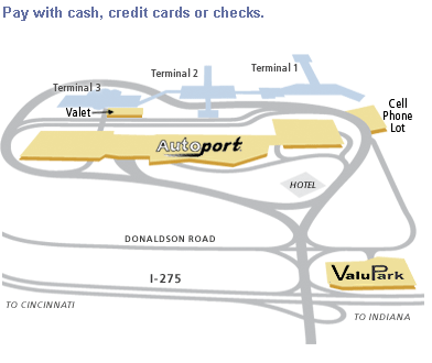 Parking scheme of Cincinnati / Northern Kentucky International Airport