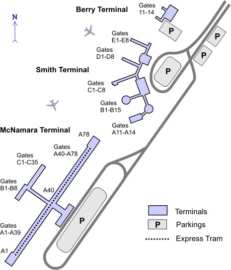 Scheme to arrive at the Detroit Metropolitan Airport