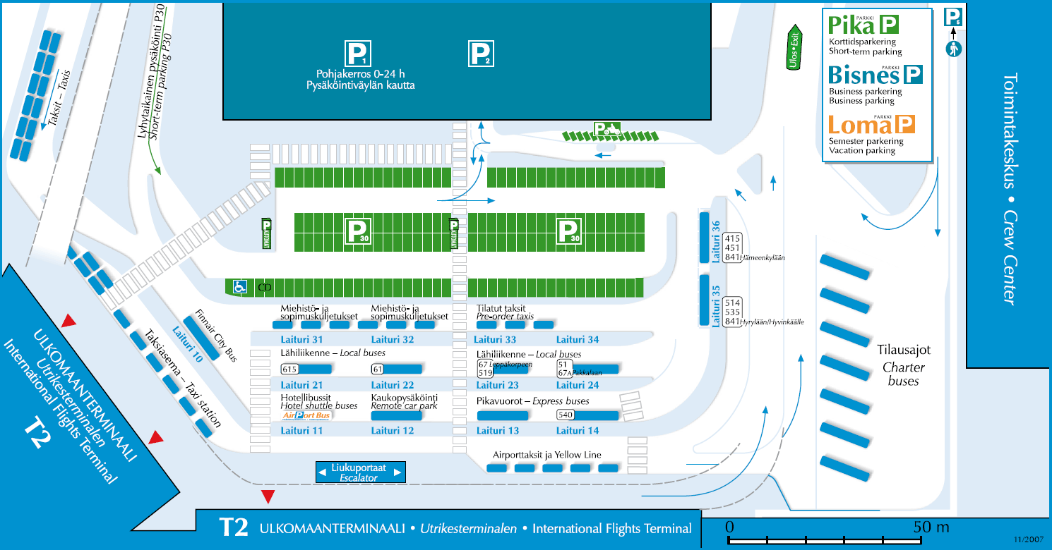 Buses and taxis from the international terminal of Helsinki Vantaa International Airport