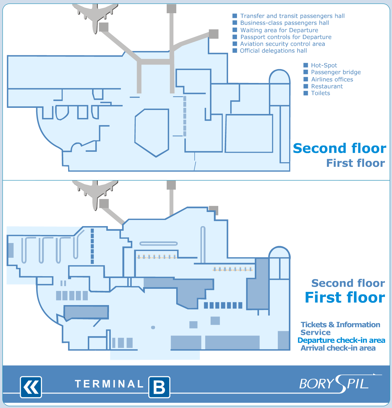 Terminal B layout of Borispol International Airport