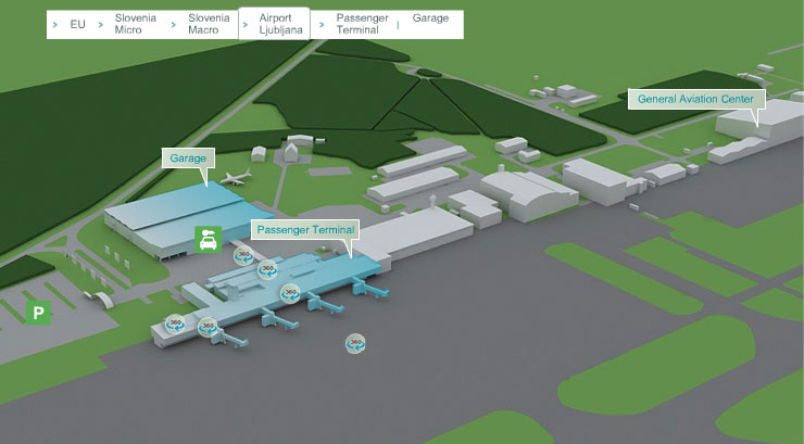 Scheme to arrive at the Ljubljana Joze Pucnik Airport