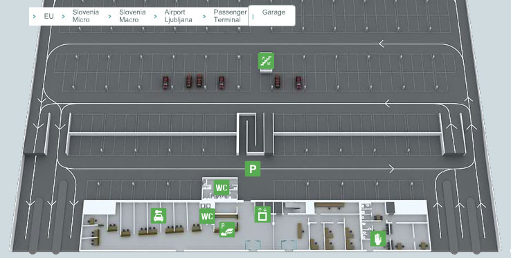 Parking scheme of Ljubljana Joze Pucnik Airport