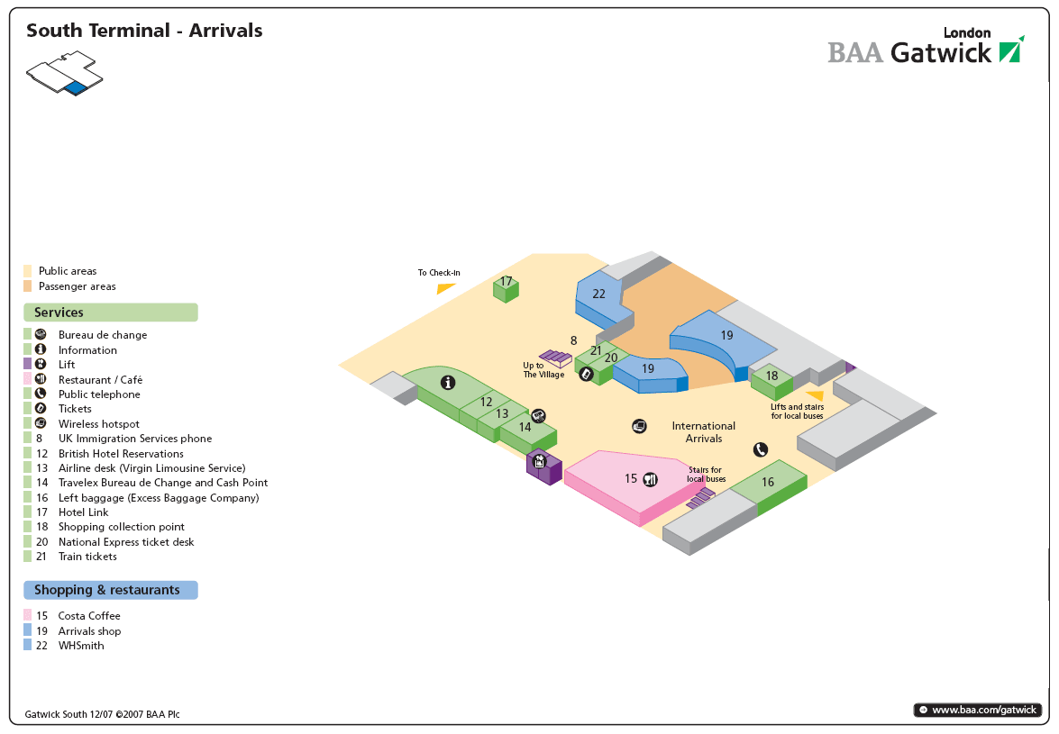 South Terminal of London Gatwick Airport  arrivals