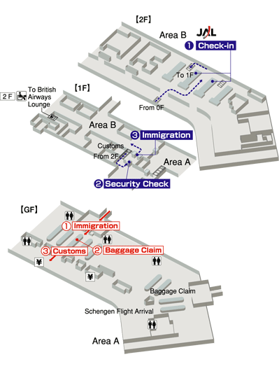 Terminals layout of airlines JAL in Malpensa International Airport