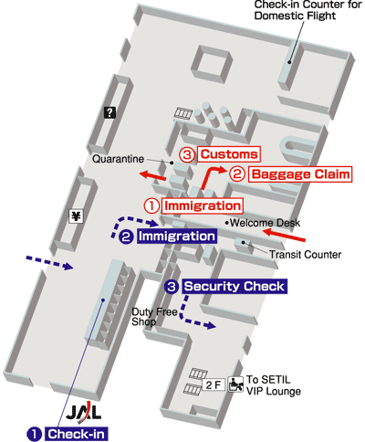 Terminals layout of airlines JAL in Faa