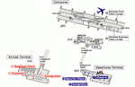 Terminals layout of airlines JAL in Dubai International Airport