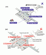 Terminals layout of airlines JAL in Hong Kong International Airport