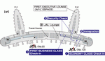 Terminals layout of airlines JAL in Paris Charles de Gaulle Airport