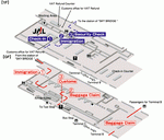 Terminals layout of airlines JAL in Leonardo da Vinch Fiumicino International Airport