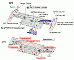 Terminals layout of airlines JAL in Singapore Changi International Airport