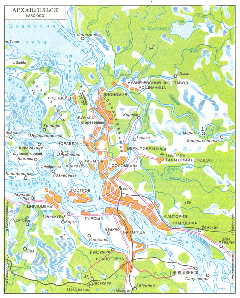 Map of suburb part of Arkhangelsk