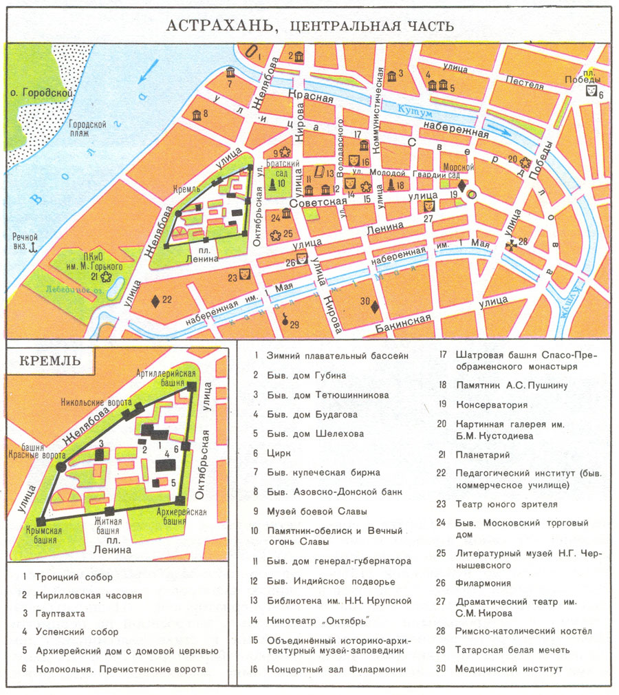 Map of central part of Astrakhan