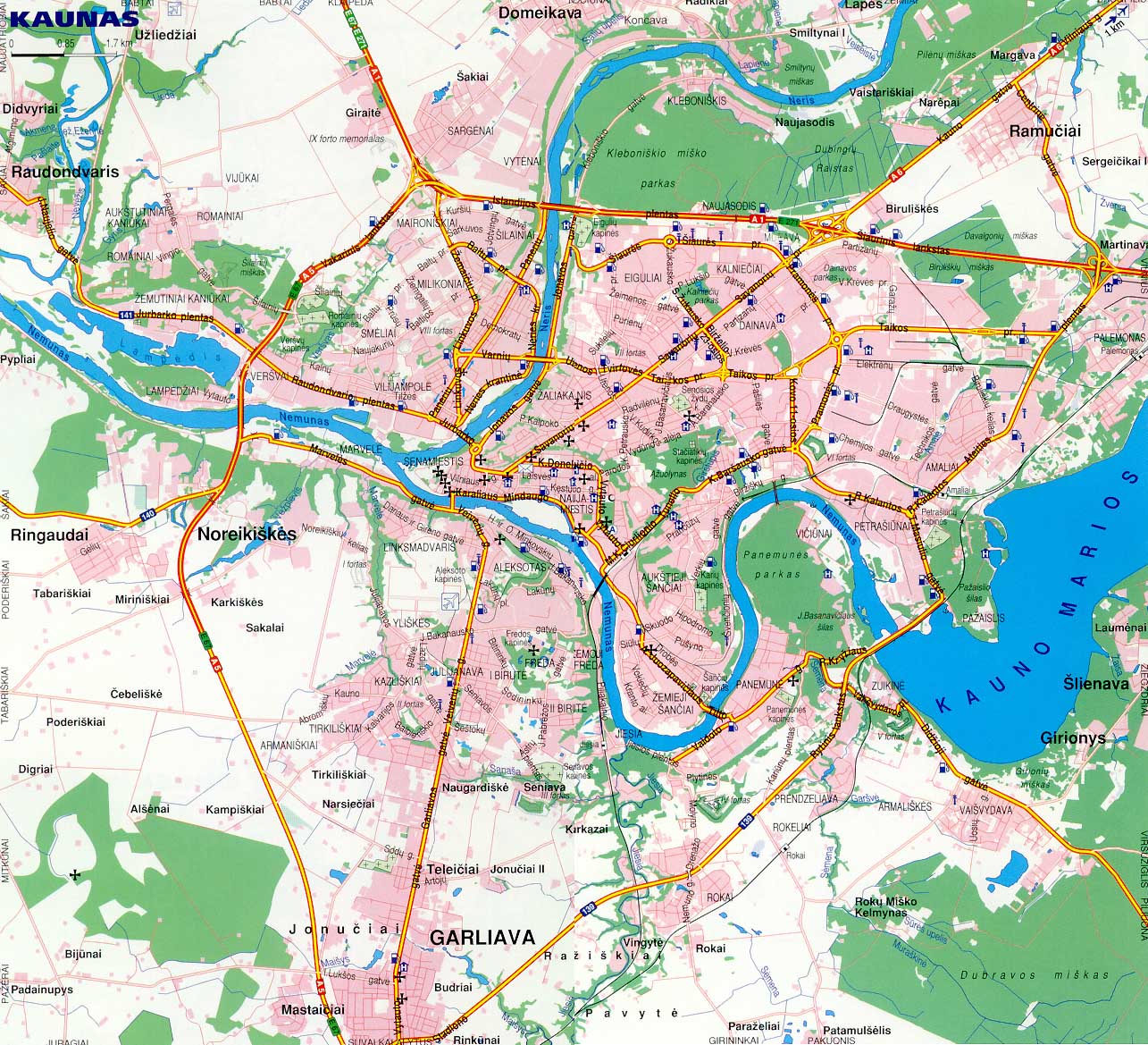 Map of Kaunas