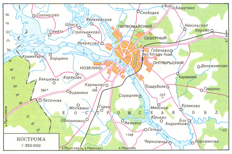 Map of suburb part of Kostroma