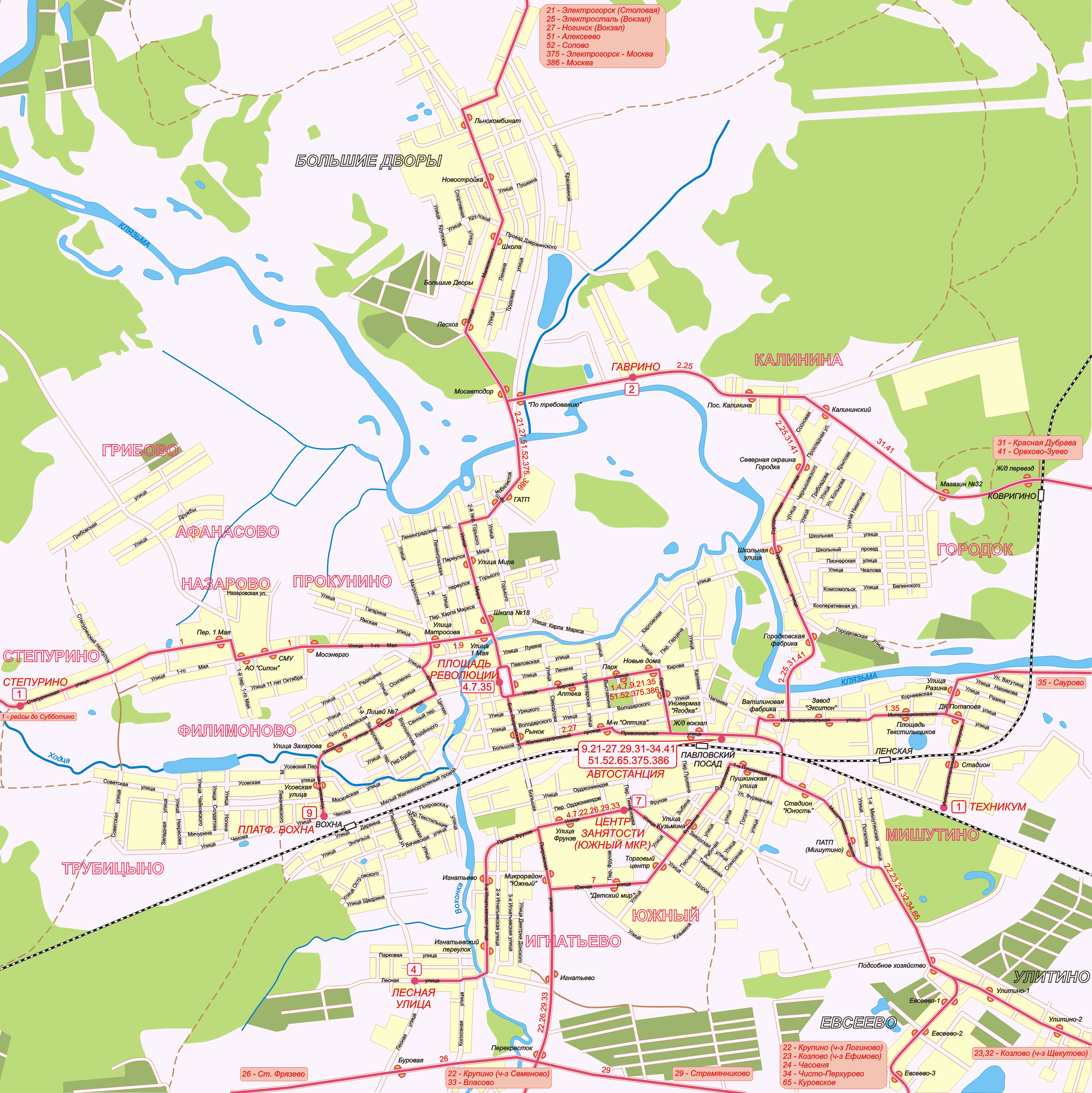 Map of Pavlovsky Posad