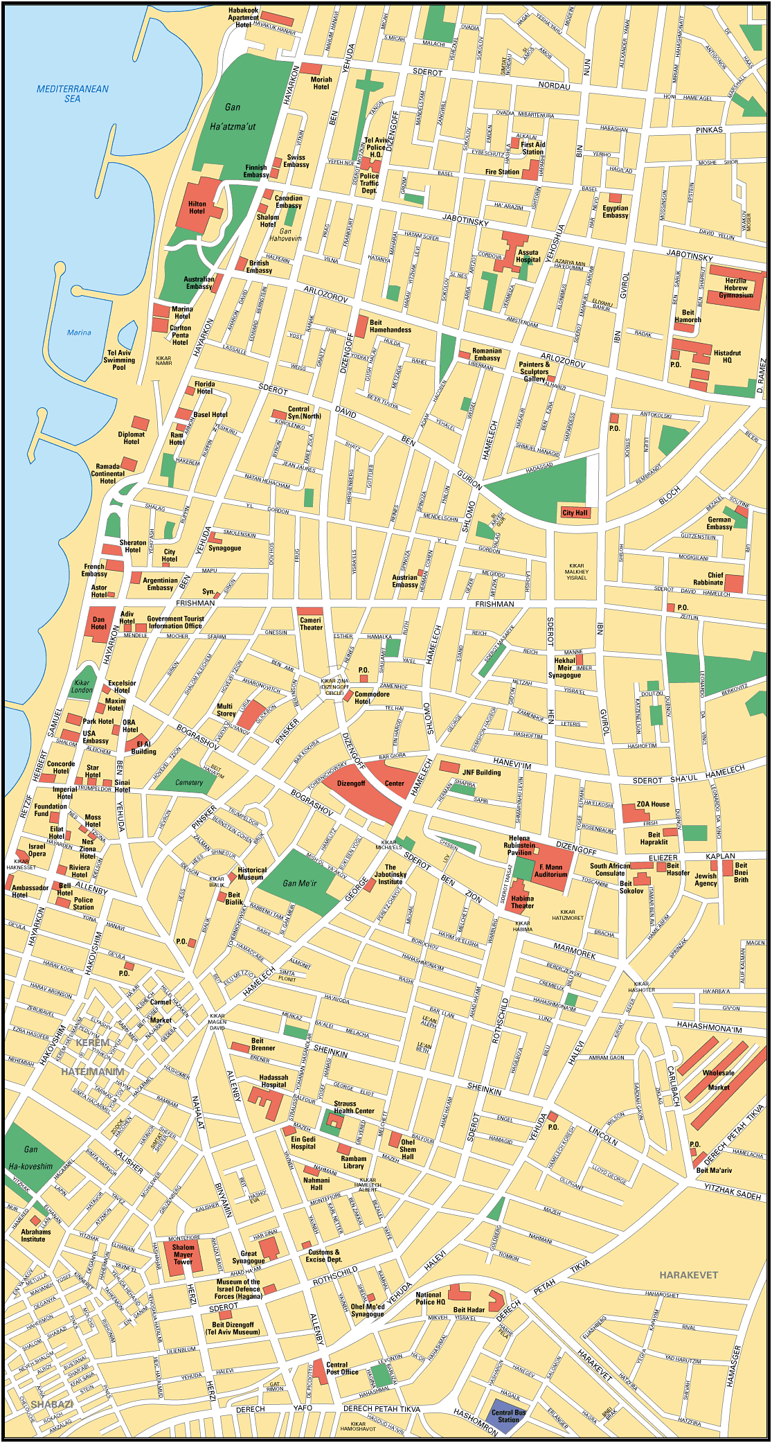 Map of Tel Aviv