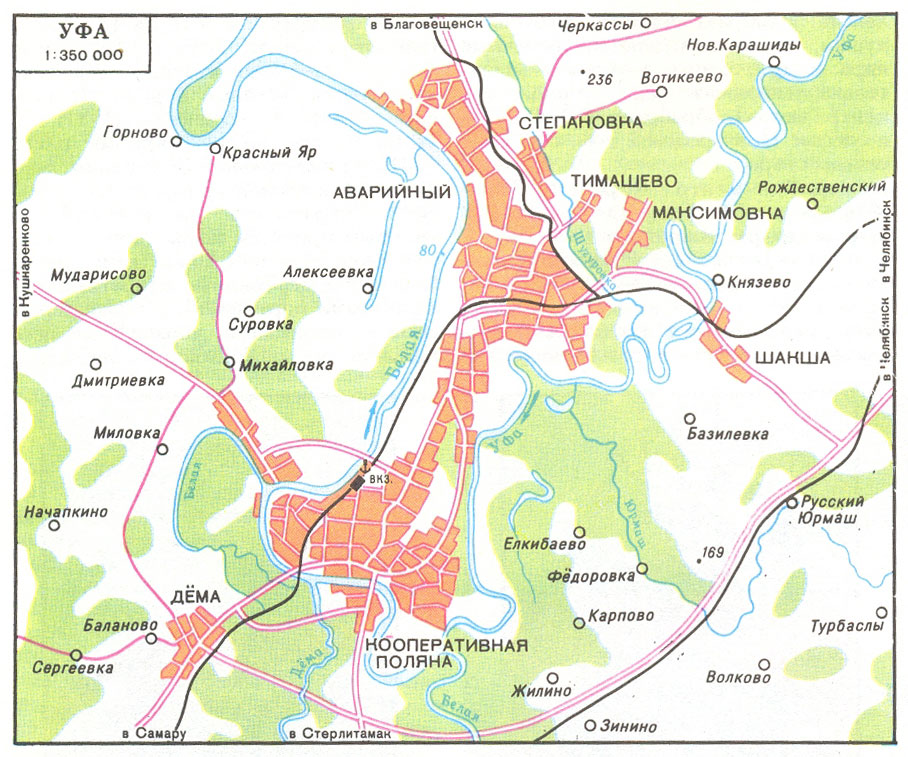 Map of suburb part of Ufa