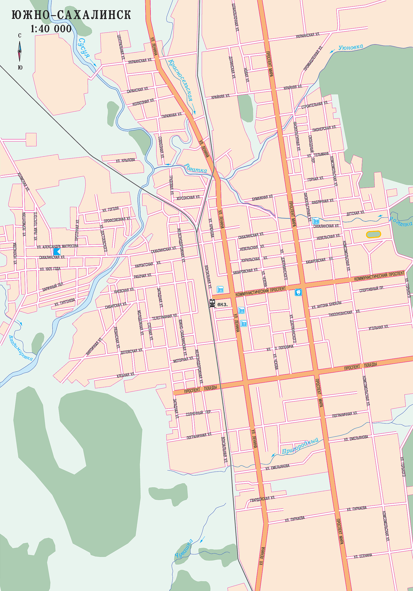 Map of Yuzhno-Sakhalinsk