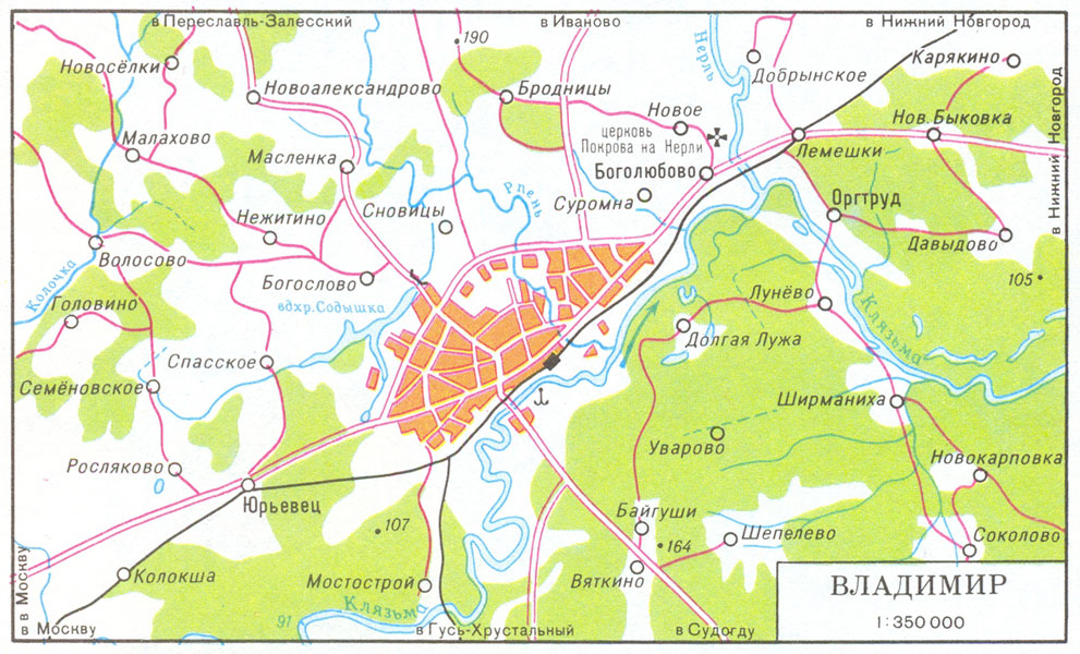 Map of suburb part of Vladimir