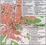 Map of central part of Kislovodsk