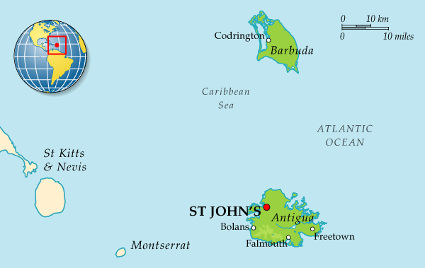 Map of Antigua & Barbuda