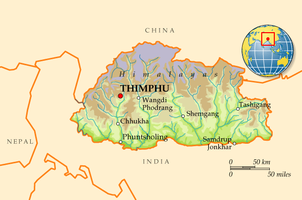 Map of Bhutan