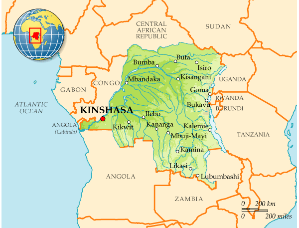 Map of Democratic Republic of the Congo