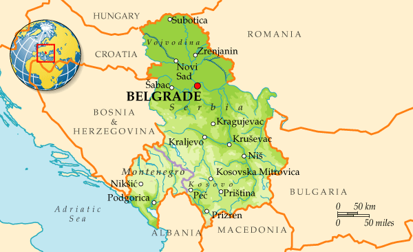 Map of Serbia & Montenegro