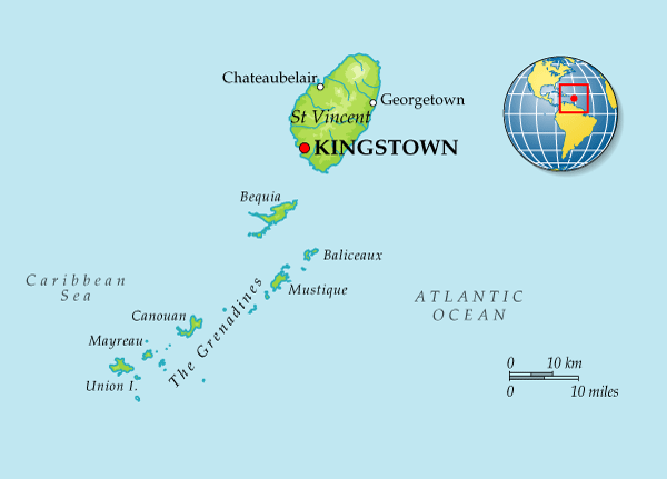 Map of St. Vincent & the Grenadines