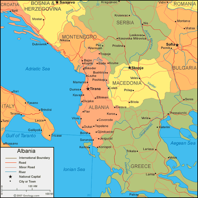 Map of Albania — Planetolog.com