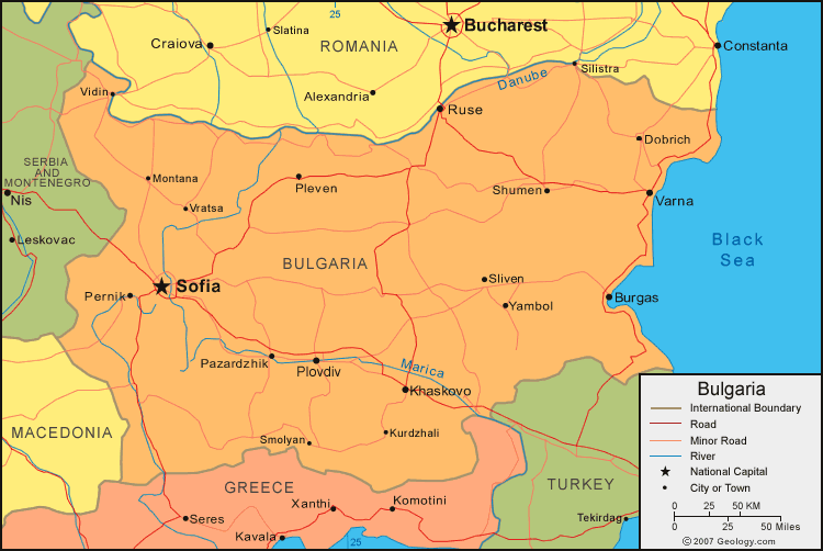 Map of Bulgaria