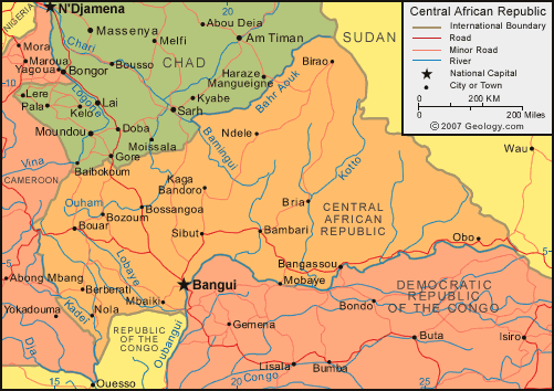 Map of Central African Republic