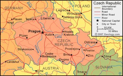 Map of Czech Republic