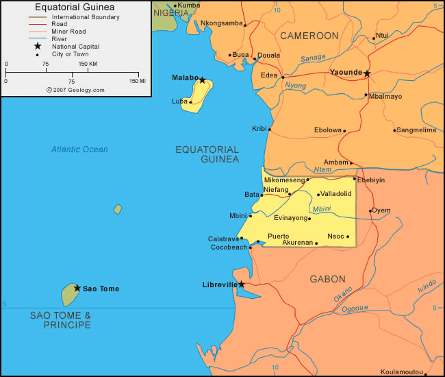 Map of Equatorial Guinea