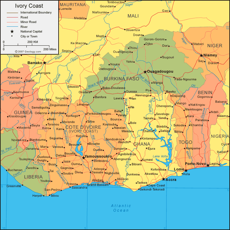 Map of Cote dIvoire