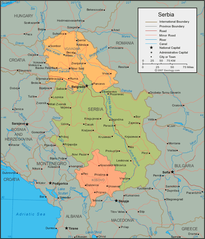 Map of Serbia & Montenegro