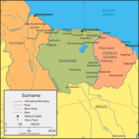 Map of Suriname