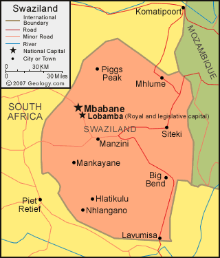 Map of Swaziland