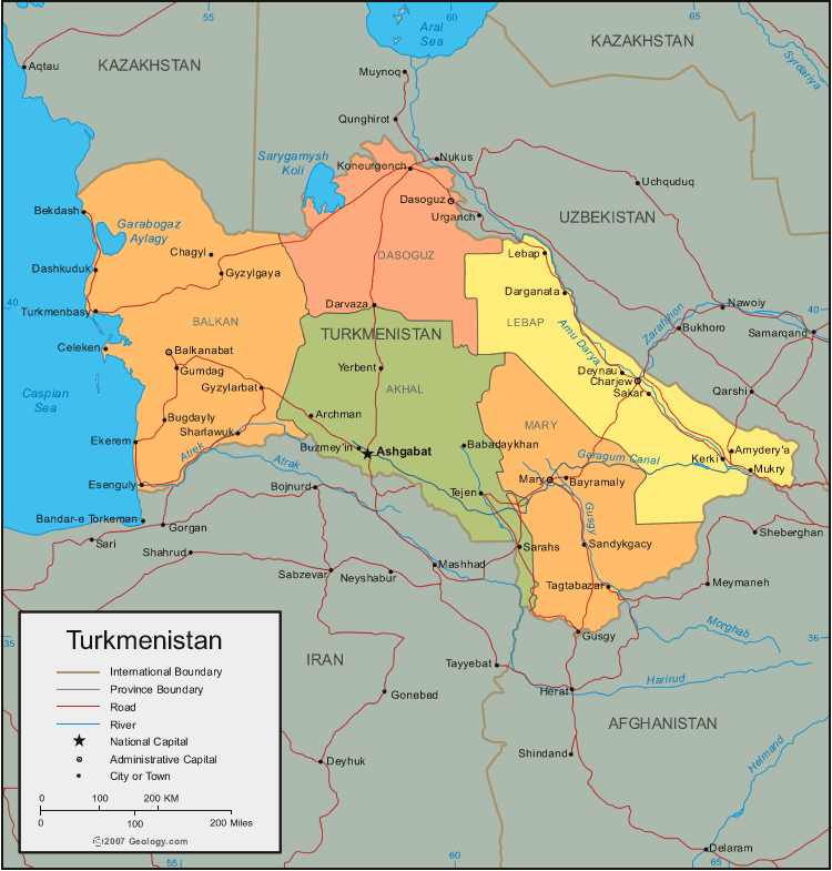 Map of Turkmenistan