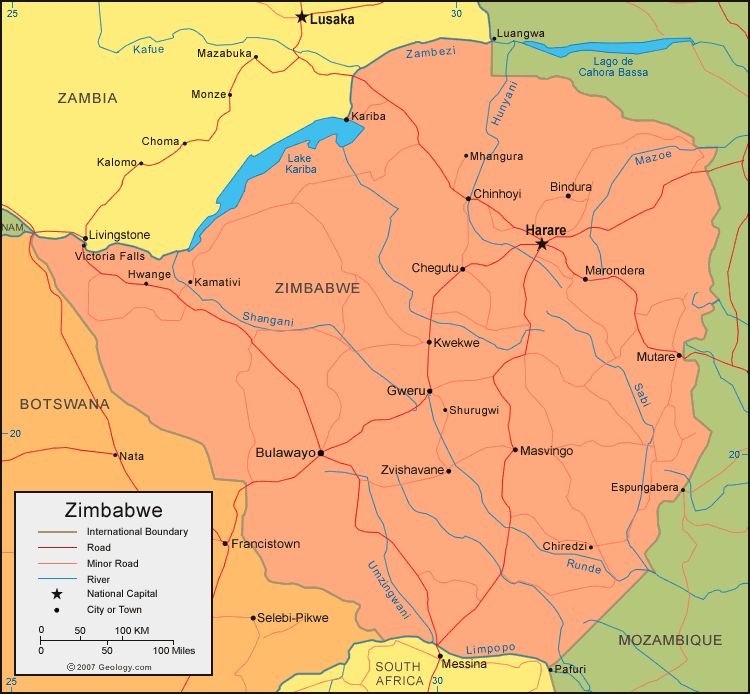 Map of Zimbabwe